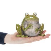 Produkt Żaba dekoracyjna ceramiczna zielono-brązowa vintage dł. 15,5 cm