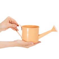 Produkt Zestaw ozdobnych konewek w kolorze łososiowym, zielonym, żółto-zielonym - doniczka metalowa Ø11cm wys.10cm, 8 szt.