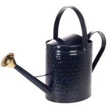 Produkt Dekoracyjna konewka, metal w kratkę w kolorze niebieskim i złotym, w stylu retro, do użytku wewnątrz, w ogrodzie lub na balkonie, 65 cm