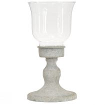 Produkt Dekoracyjny szklany kubek w stylu vintage metalowy szary shabby chic Ø8cm wys. 15,5cm