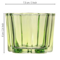 Produkt Dekoracyjny szklany świecznik na tealighty w kształcie kwiatka zielony Ø7,5cm wys.6cm 6szt