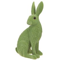 Produkt Dekoracyjna figurka siedzącego króliczka Zajączek wielkanocny flokowany zielony 12×9×25cm