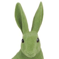 Produkt Dekoracyjna figurka siedzącego króliczka Zajączek wielkanocny flokowany zielony 12×9×25cm