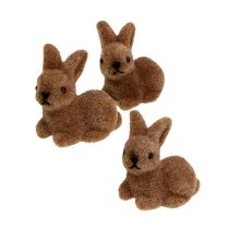Produkt Króliczki ozdobne 5cm flokowane brązowe 16 szt