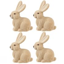 Produkt Dekoracyjne siedzące króliki wielkanocne brązowe – 2. wybór – flokowane wys. 15 cm 4 szt.