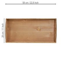 Produkt Dekoracyjna drewniana taca podłużna FSC w kolorze naturalnym 58cmx28cmx6cm