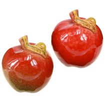 Produkt Dekoracyjne ceramiczne jabłka na stół, jesień, czerwień, zieleń, wys. 7,5 cm, 4 sztuki