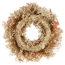 Produkt Wianek dekoracyjny z suszonych kwiatów Wianek kwiatowy krem pomarańczowy Ø25cm
