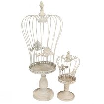Produkt Ozdobna korona na stopie vintage metalowa dekoracja szara 34/66cm zestaw 2 sztuk