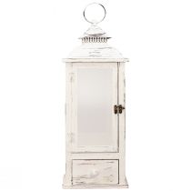 Produkt Latarnia dekoracyjna vintage z szufladą biała 20×20cm W51cm