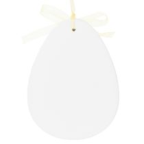 Produkt Dekoracyjne jajka wielkanocne do zawieszenia z drewna białe i żółte, zestaw 6 szt.