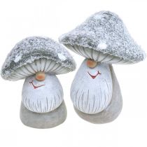 Produkt Deco grzybek krasnal figurka krasnal grzybek szary, biały 7×9cm 2szt