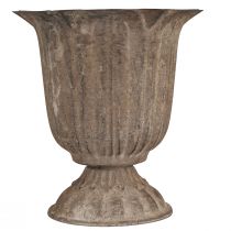 Produkt Dekoracyjna doniczka w kształcie kielicha w stylu antycznym, szaro-brązowa, Ø15 cm, wys.16 cm, idealna do rustykalnej dekoracji stołu i stylowych akcentów w domu