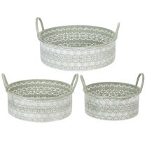 Produkt Dekoracyjna metalowa miska z uchwytami, doniczka w stylu vintage, zestaw 3 szt.