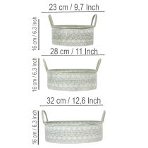 Produkt Dekoracyjna metalowa miska z uchwytami, doniczka w stylu vintage, zestaw 3 szt.