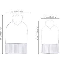 Produkt Miska dekoracyjna owalna metalowa z sercem biała 20/16cm zestaw 2 szt.