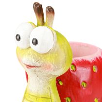 Produkt Doniczka dekoracyjna ślimak truskawka ceramiczna zielono czerwona 15,5cm
