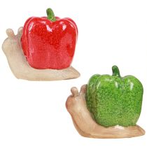 Produkt Ozdobne ślimaki ceramiczne pieprzowe czerwono-zielone wys. 10cm 2 szt