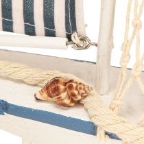 Produkt Dekoracyjne drewniane muszle żaglówki biało-niebieskie Dł. 26,5cm Wys. 37cm