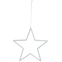 Produkt Dekoracyjne srebrne gwiazdki, brokatowe ozdoby choinkowe, 18 cm, 8 sztuk, ozdoba choinkowa