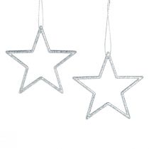 Produkt Ozdobne gwiazdki poinsecje do zawieszenia srebrne 7,5cm 40 szt