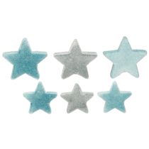 Produkt Gwiazdki dekoracyjne flokowane niebieskie Ø4/5cm 40 szt.