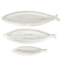 Produkt Taca dekoracyjna drewniana Rybka Biała Naturalna L30/40/50cm Zestaw 3 sztuk