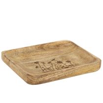 Produkt Dekoracyjna drewniana taca z kwiatowym wzorem z drewna mango 20×15,5cm