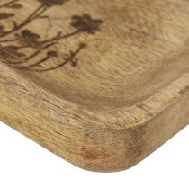 Produkt Dekoracyjna drewniana taca z kwiatowym wzorem z drewna mango 20×15,5cm