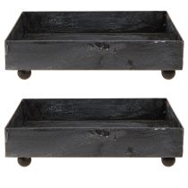 Produkt Taca dekoracyjna metalowa czarno-szara, myta 15×15cm, 2 szt.