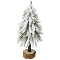 Produkt Dekoracyjna choinka pokryta śniegiem na drewnianej podstawce Ø15cm H30cm