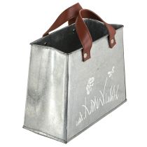 Produkt Torebka dekoracyjna, srebrna, biała, brązowa, metalowa, doniczka, dł. 22 cm, 2 sztuki
