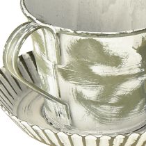 Produkt Kubek dekoracyjny metalowy biały antyczny Ø9cm wys.8cm 2 szt.