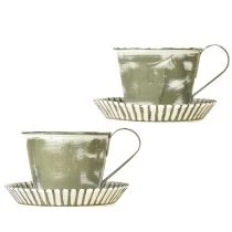Produkt Kubek dekoracyjny metalowy biały antyczny Ø9cm wys.8cm 2 szt.