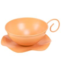 Produkt Kubek dekoracyjny Ø16cm W9cm z płytką metalową dekoracją pomarańczowy 2szt