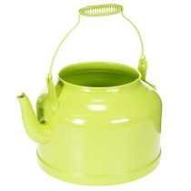 Produkt Dekoracyjny metalowy czajniczek, kolor zielonego jabłka - doniczka - Ø20cm, wys. 15cm - uniwersalna dekoracja ogrodu i pomysł na prezent