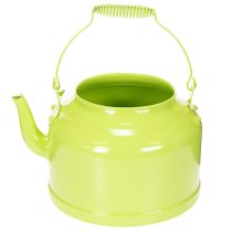 Produkt Dekoracyjny metalowy czajniczek, kolor zielonego jabłka - doniczka - Ø20cm, wys. 15cm - uniwersalna dekoracja ogrodu i pomysł na prezent