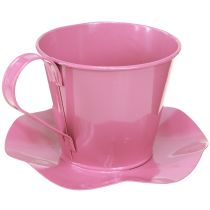 Produkt Filiżanka do herbaty metalowa dekoracyjna z talerzykiem różowa Ø12 wys.10cm 8 szt.