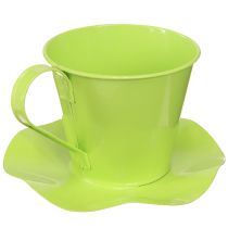 Produkt Filiżanka do herbaty metalowa dekoracyjna z talerzykiem jasnozielona Ø12 H10cm 8 szt.