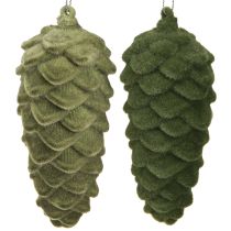 Produkt Wieszak ozdobny szyszki sosnowe zielone flokowane 11,5cm 6 szt.