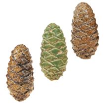 Produkt Szyszki dekoracyjne ceramiczne mix zielono-żółto-brązowe 8,5cm 6 szt.