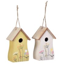 Produkt Dekoracja do zawieszenia domku dla ptaków drewniana biała żółta 13cm 2 szt