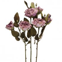 Deco różany bukiet sztuczne kwiaty różany bukiet fioletowy 45cm 3szt