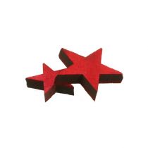 Dekoracja rozproszona drewniane gwiazdki czerwone 3-5cm 72szt