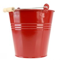 Produkt Ozdobna metalowa donica wiadro czerwona Ø22cm W21,5cm 6L