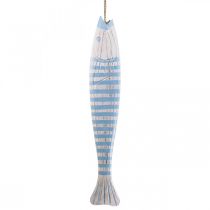 Produkt Dekoracyjna ryba z drewna, drewniana ryba do zawieszania w kolorze jasnoniebieskim, wys. 57,5 cm