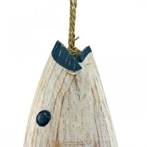 Ozdobne drewno rybka Drewniana rybka do zawieszenia Granatowa wys. 57,5 cm