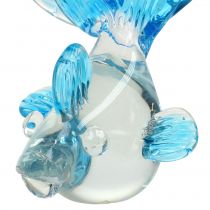 Produkt Ryba dekoracyjna ze szkła bezbarwnego w kolorze niebieskim 15cm