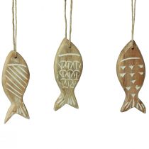 Produkt Rybka dekoracyjna do zawieszania ryb drewnianych brązowo-biała mix 10cm 4 sztuki