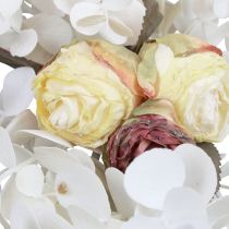 Produkt Dekoracyjna girlanda roślinna eukaliptusowa sztuczna róża suchy wygląd 170cm bielona